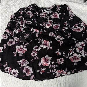 Torrid Harper Black and Pink Floral Blouse